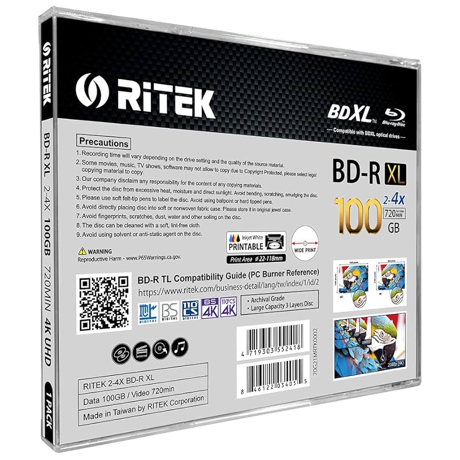 Amazon.com: 5 Pack Ritek BD-R XL BDXL 100GB Archival Grade